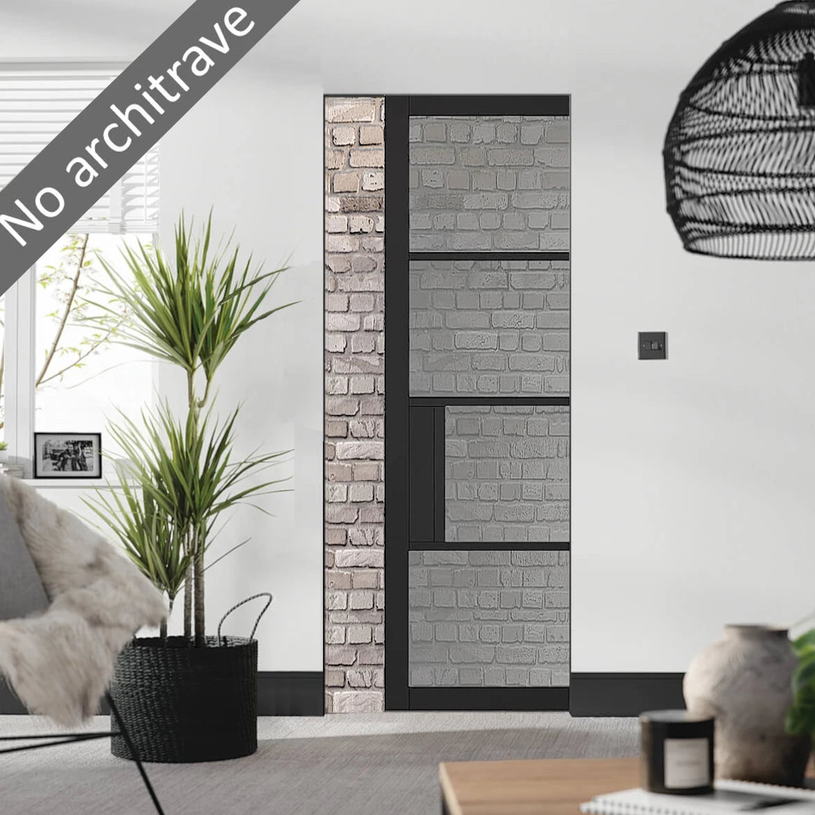 Black Industrial Style Single Flush Pocket Door Sets