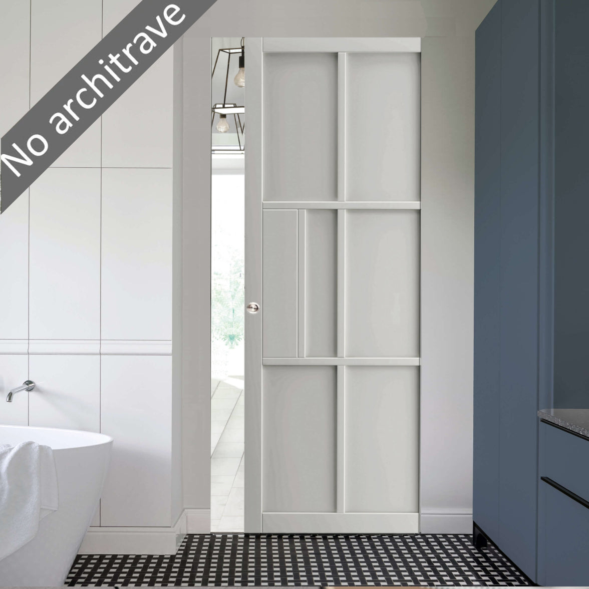 White Flush Single Pocket Door Sets