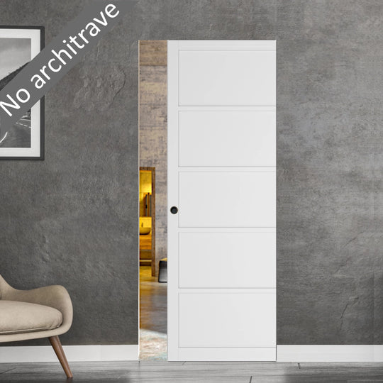 5 Panel White Flush Pocket Door Set