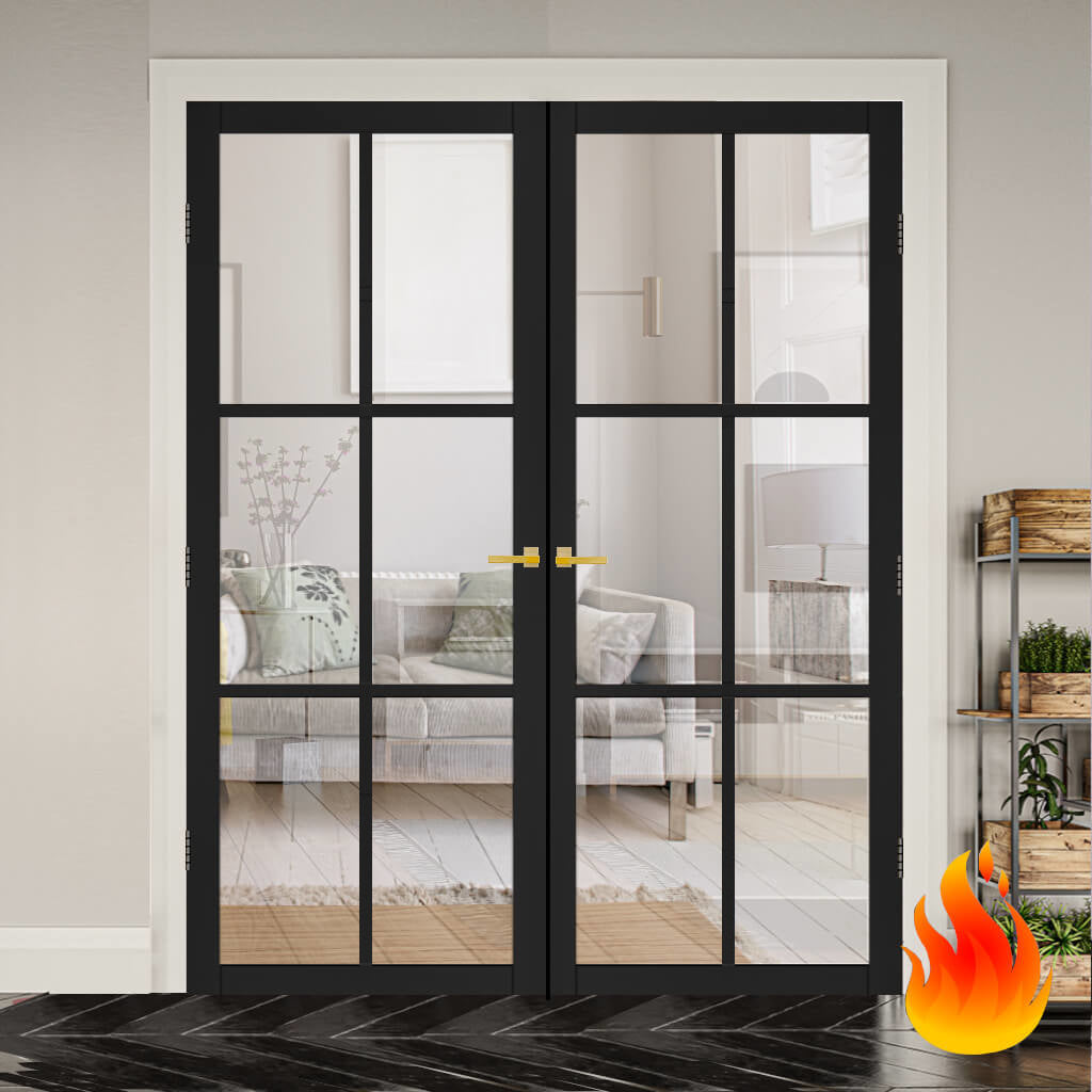 Industrial Style Extra Slim 6L Fire Door Pair – Emerald Doors