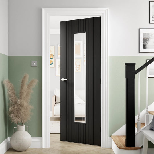 Aria Black Clear Glazed Internal Fluted Door