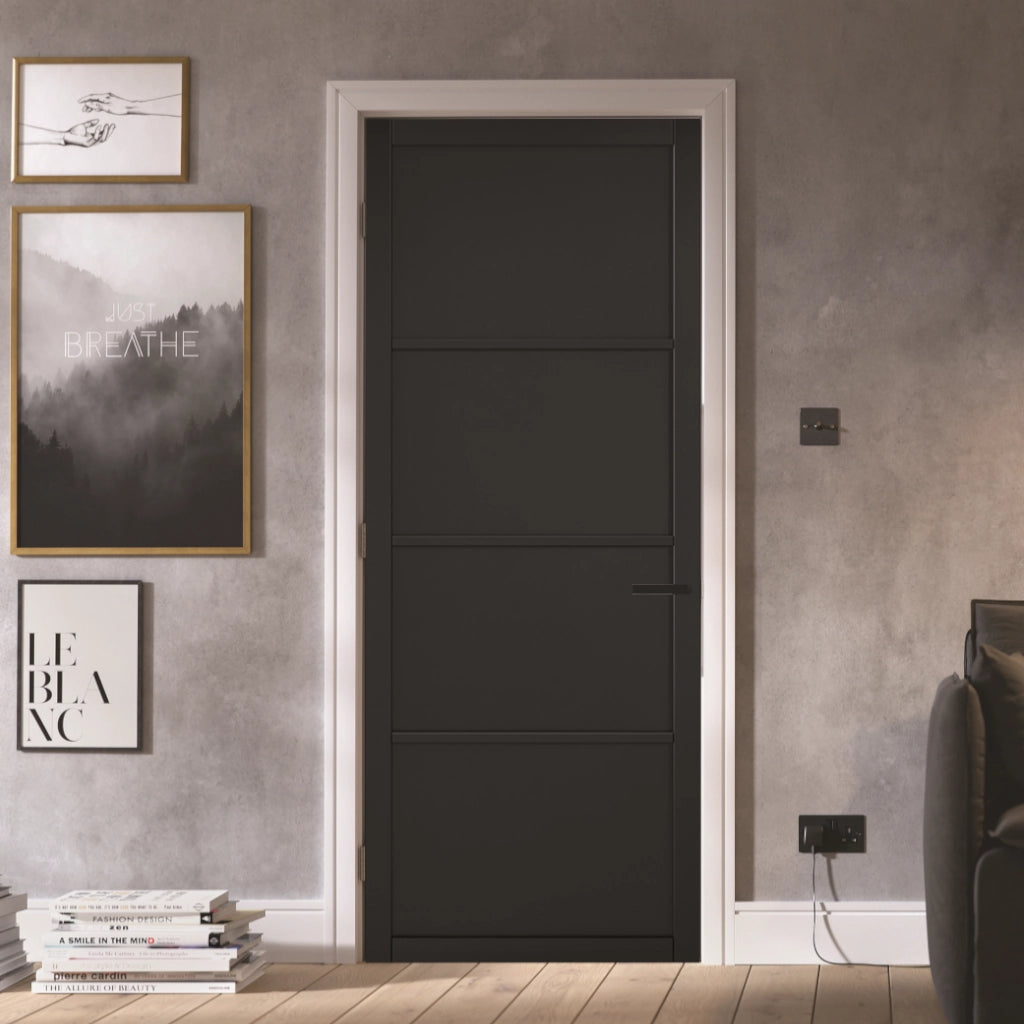 Black 4 Panel Industrial Style Door – Emerald Doors