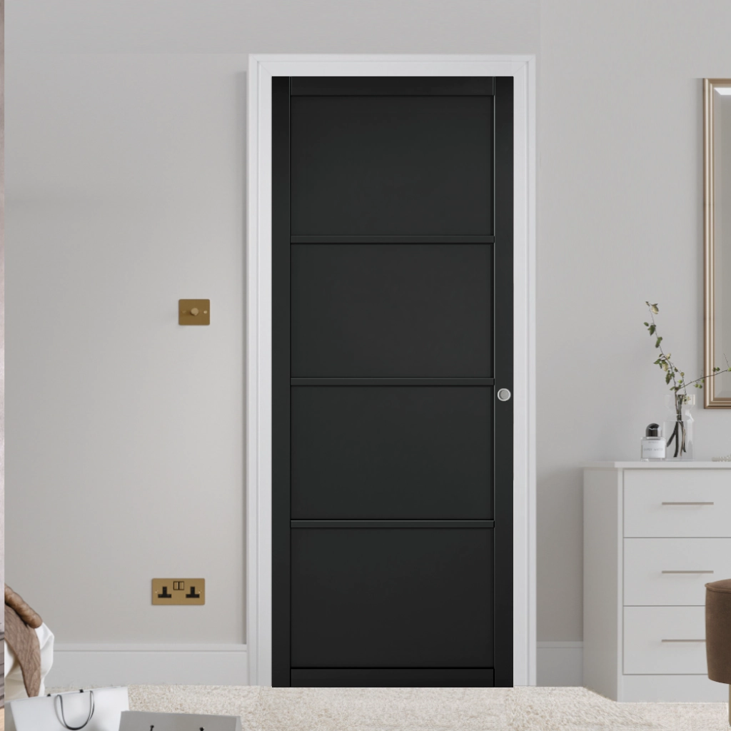 Black 4 Panel Industrial Style Door – Emerald Doors