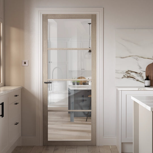 Blonde Oak Soho Clear Glazed Slimline Internal Door