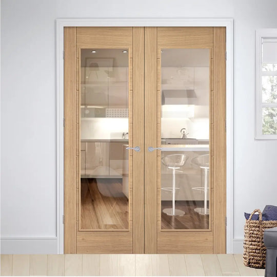 Carini Oak 1L Clear Glazed Door Pair