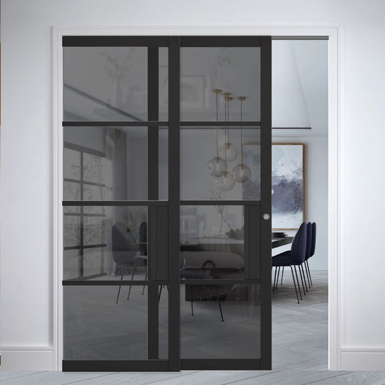 Black Chelsea Tinted Glazed Telescopic Pocket Door System