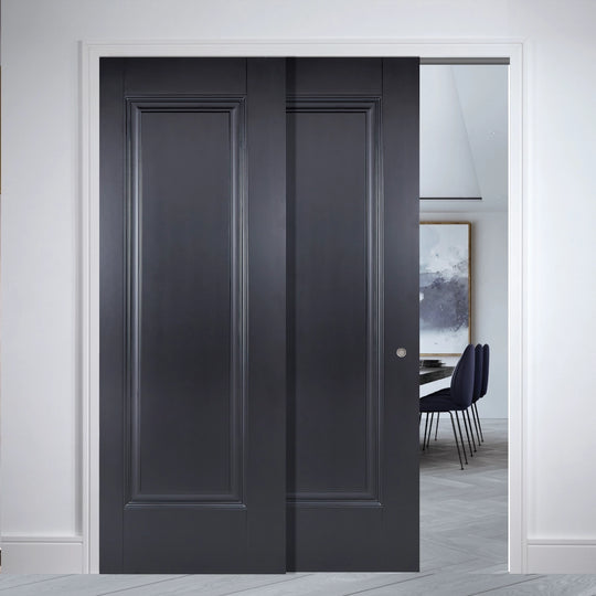 Telescopic Eindhoven Black 1 Panel Pocket Door System