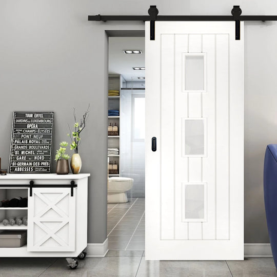 Ely White Clear Glazed Face Mounted Sliding Door Set