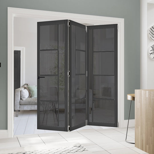 Enova Black Tinted Glazed Industrial Style Room Divider