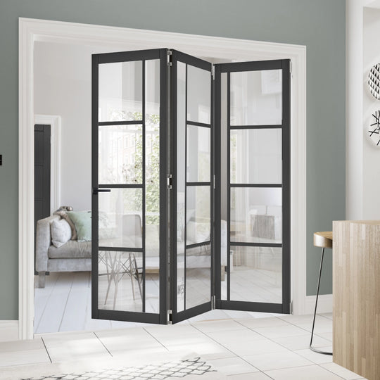 Enova Black Clear Glazed Industrial Style Room Divider