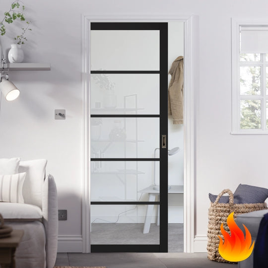 Industrial Style Extra Slim 5L Fire Rated Pocket Door System