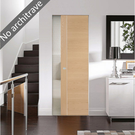 Forli Oak Aluminium Inlay  Flush Pocket Door Set