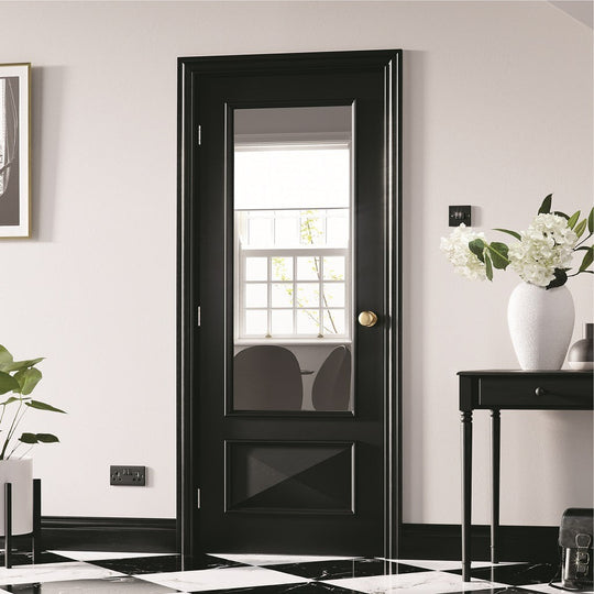 Black Knightsbridge 1L Clear Glazed Internal Door