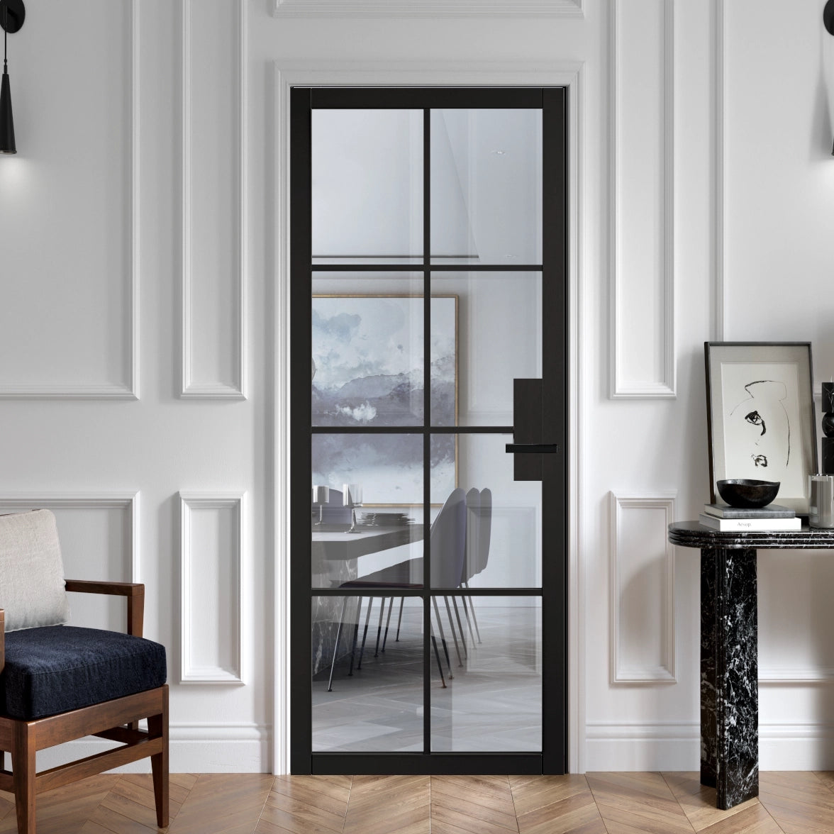 Black Malvern 8L Clear Glazed Internal Door – Emerald Doors