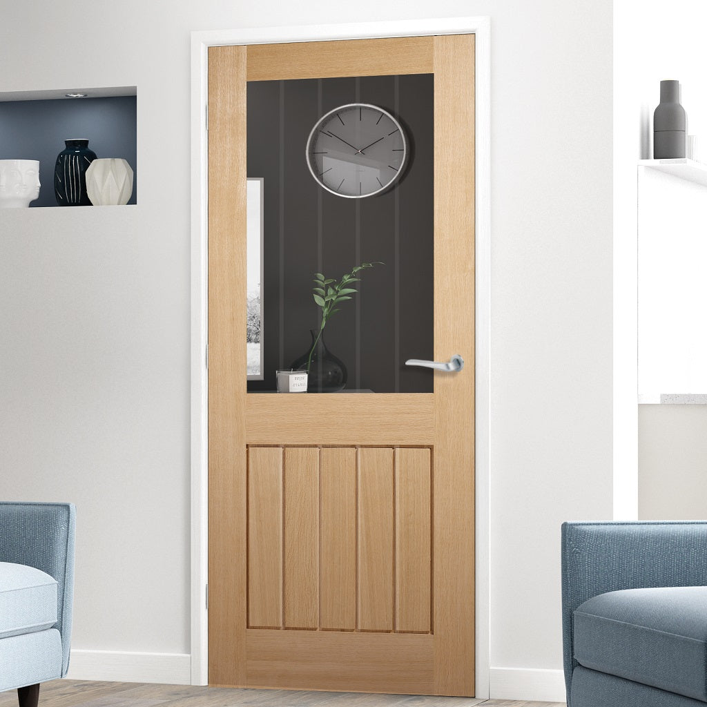 Buy Mexicano Oak 1 Light Internal Door With Frosted Lines | Emerald Doors