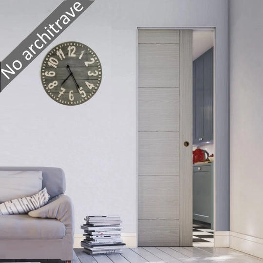 Montreal Light Grey Flush Pocket Door Set