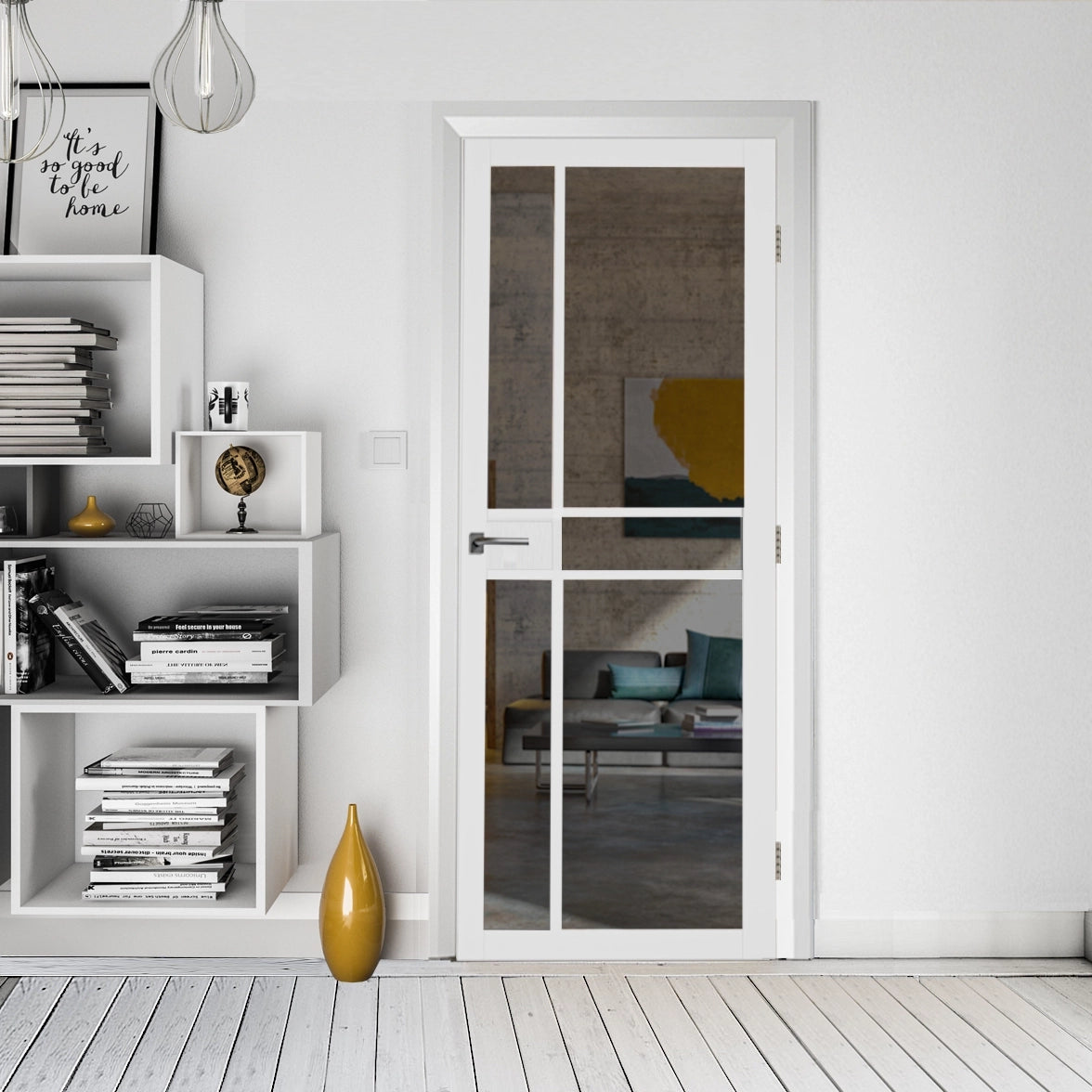 Pryda White Tinted Glazed Custom Made Industrial Style Door – Emerald Doors