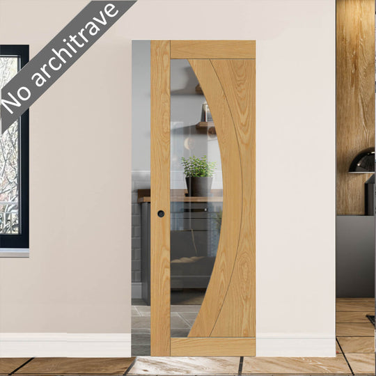 Ravello Oak Clear Glazed Flush Pocket Door Set