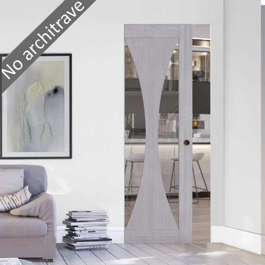 Sorrento Light Grey Glazed Flush Pocket Door Set