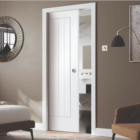 Suffolk White Fire Rated Pocket Door System