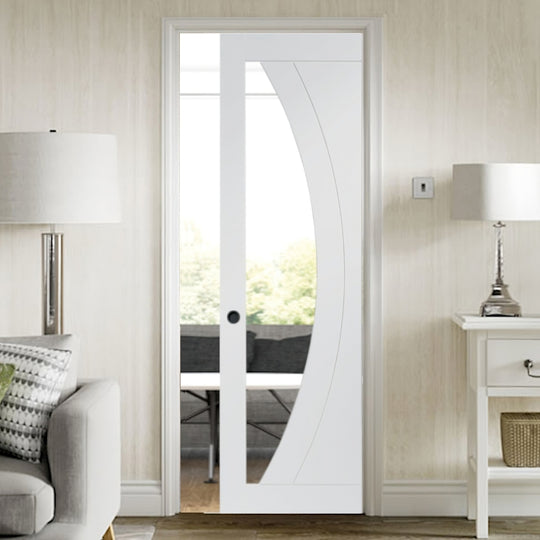 Salerno White Glazed Fire Rated Pocket Door System