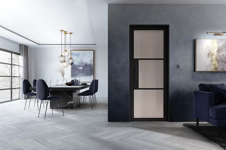 Black Tribeca 3L Internal Door with Reeded Glass 