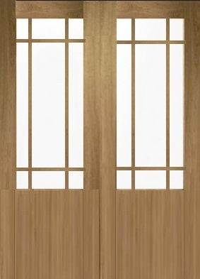 Custom Made Oak 9 Light Fire Door Pair