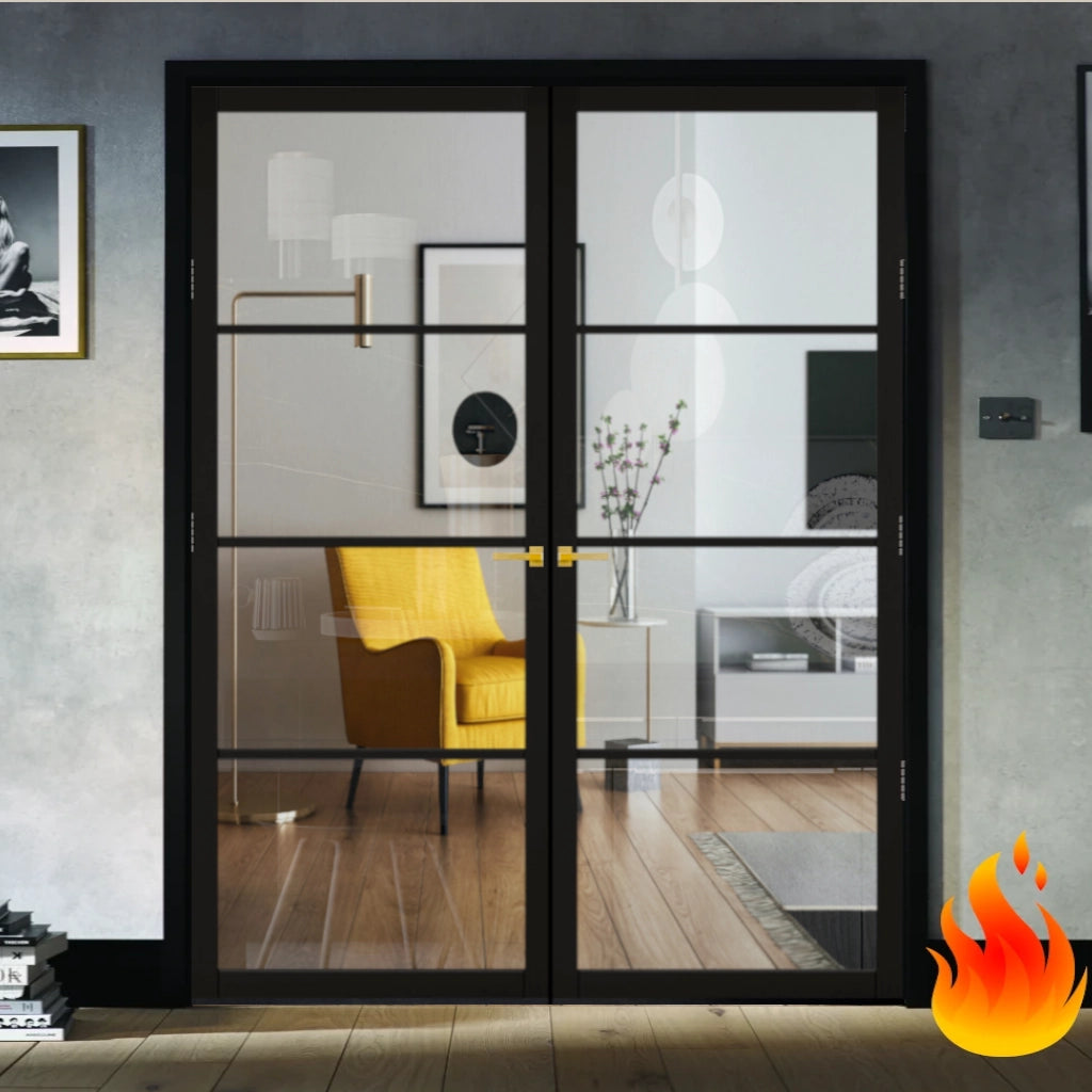 Buy Industrial Style Extra Slim 4L Fire Door Pair | Emerald Doors