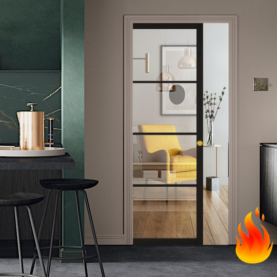Industrial Style Extra Slim 4L Fire Rated Pocket Door System