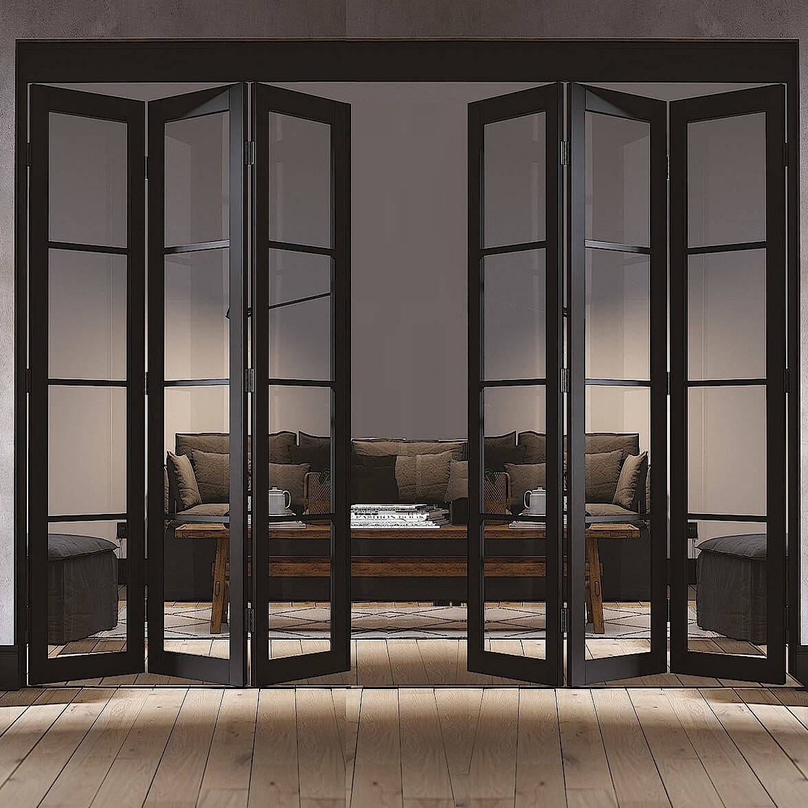 Soho Black 6 Door Industrial Style Room Divider | Soho Black Room ...