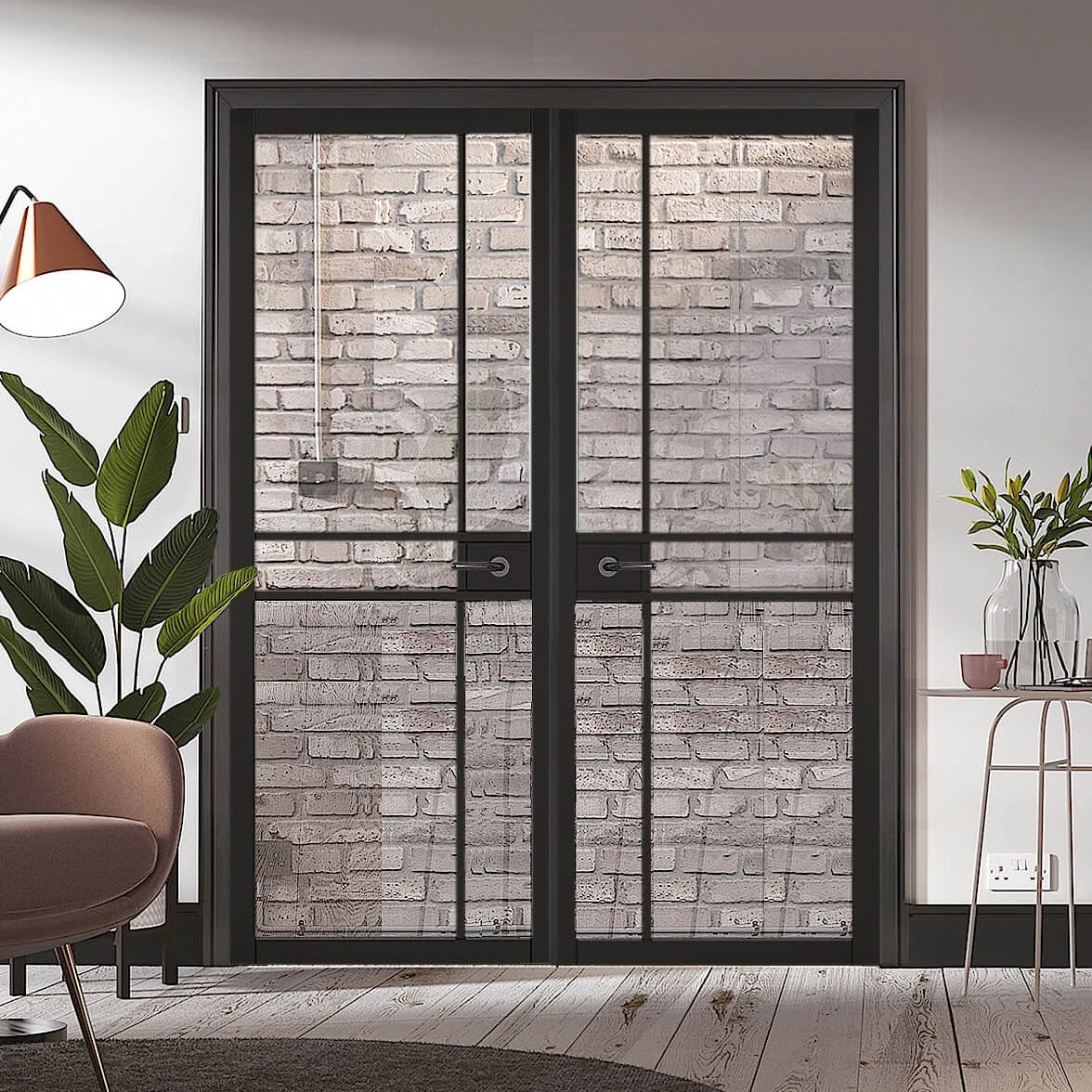 Custom Made Black Greenwich Industrial Style Door Pair – Emerald Doors