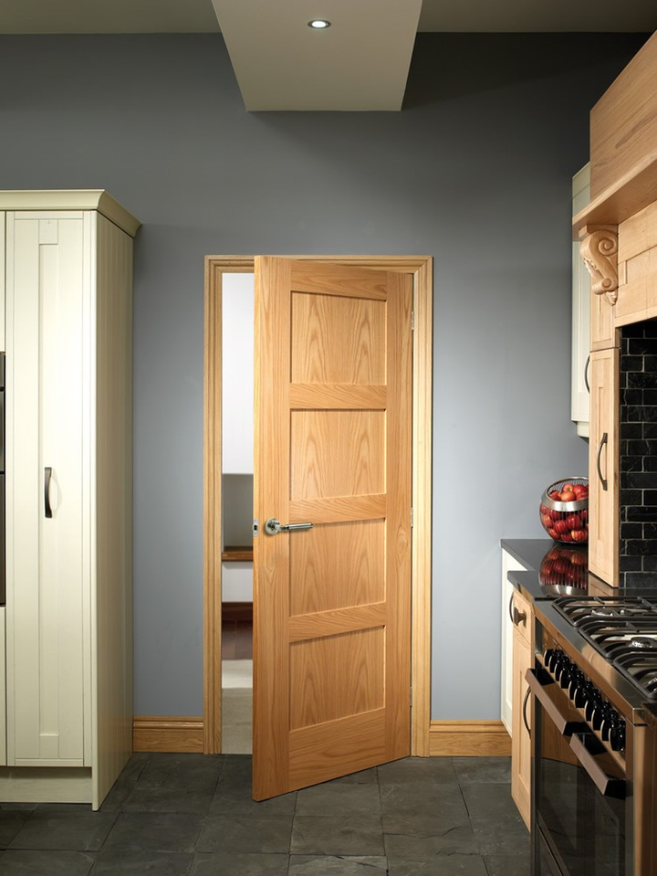 Sliding French Doors with Shaker Oak Doors