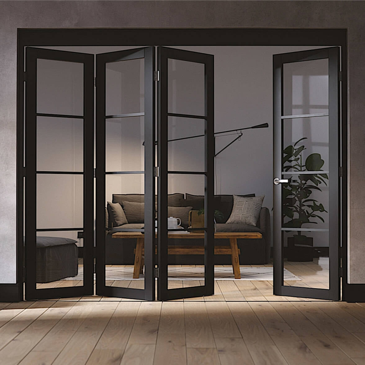 Soho 4 Door Industrial Style Folding Doors | Soho Black Room Divider ...