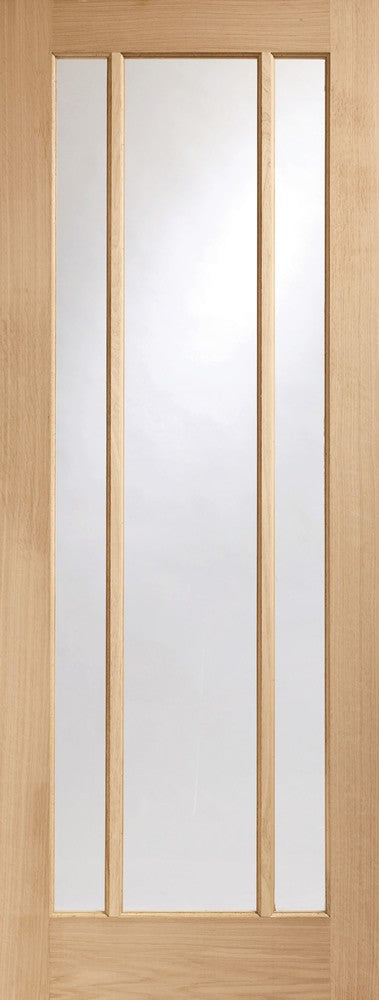 Worcester Oak Double Sliding Door System Clear Glazed