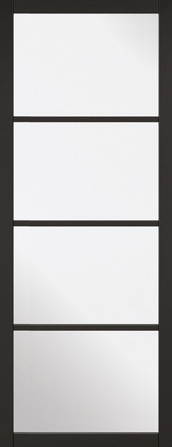 Soho Black Clear Glazed Double Doors with Double Sliding Track