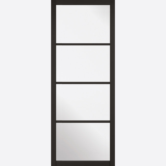 Black Soho 4L Industrial Style Offset French Doors with Side PaneL