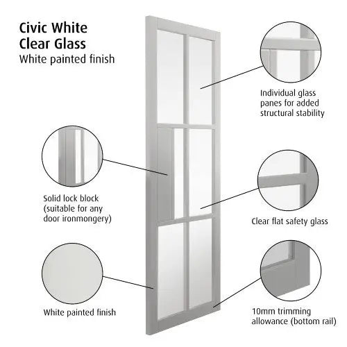 Urban Civic White Clear Glazed Door Pair 