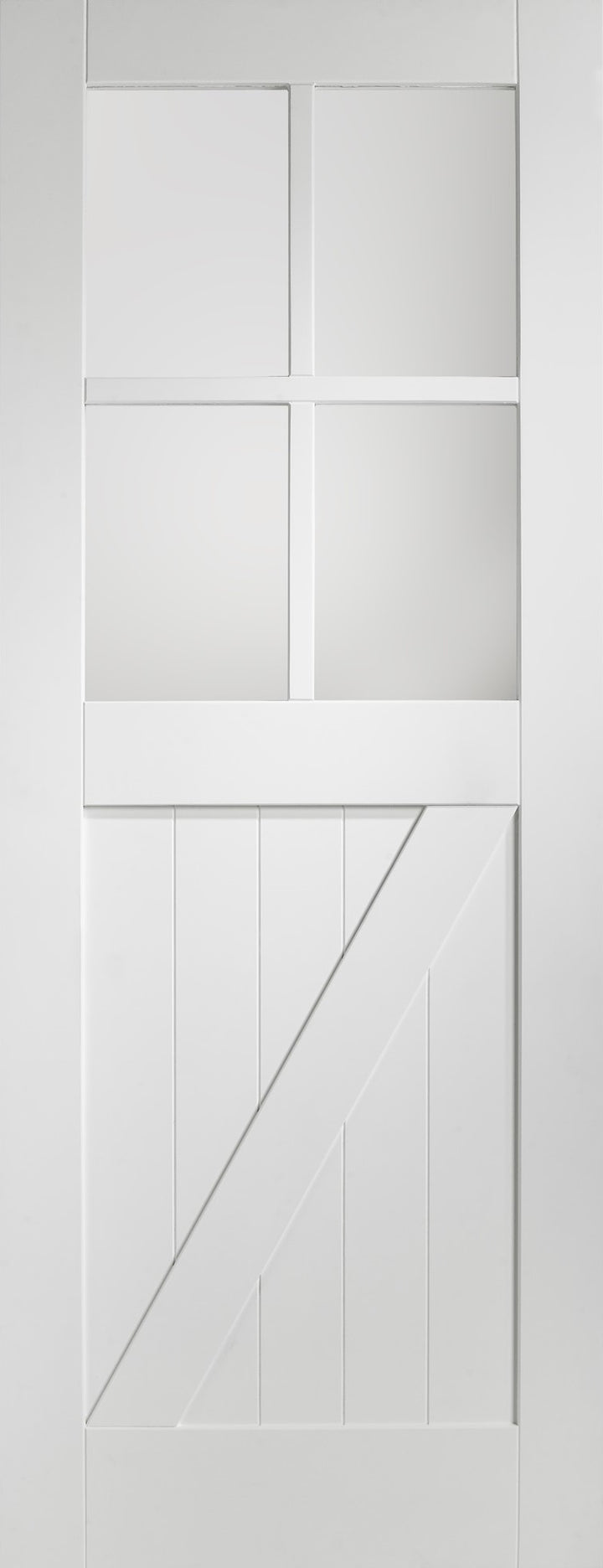 White Cottage Double Sliding Door System Clear Glazed