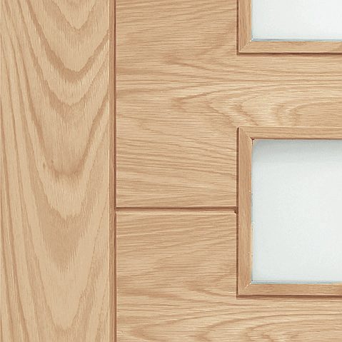 Palermo Internal Oak Door with Obscure Glass Closeup Image