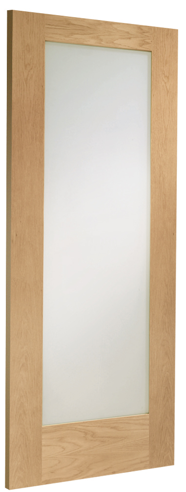 Pattern 10 Internal Oak Door with Obscure Glass Skewed Image