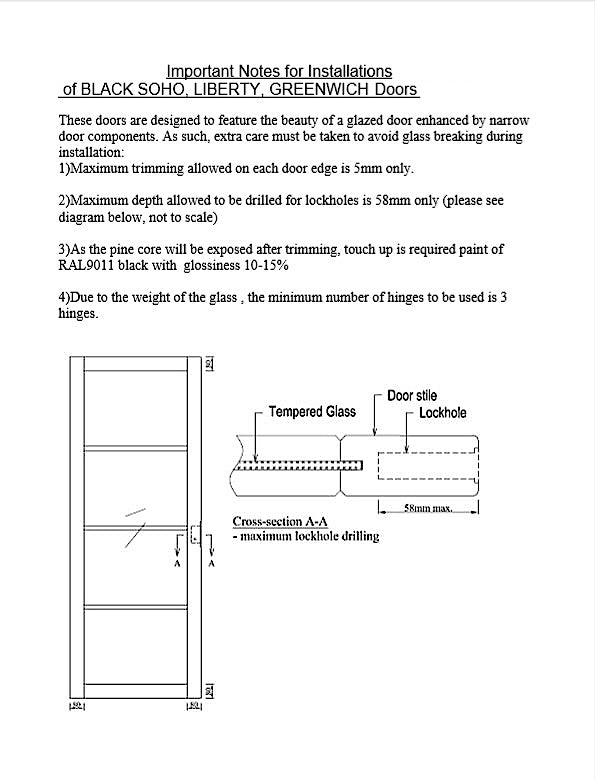 Black Tribeca 3L Internal Door Pair with Reeded Glass