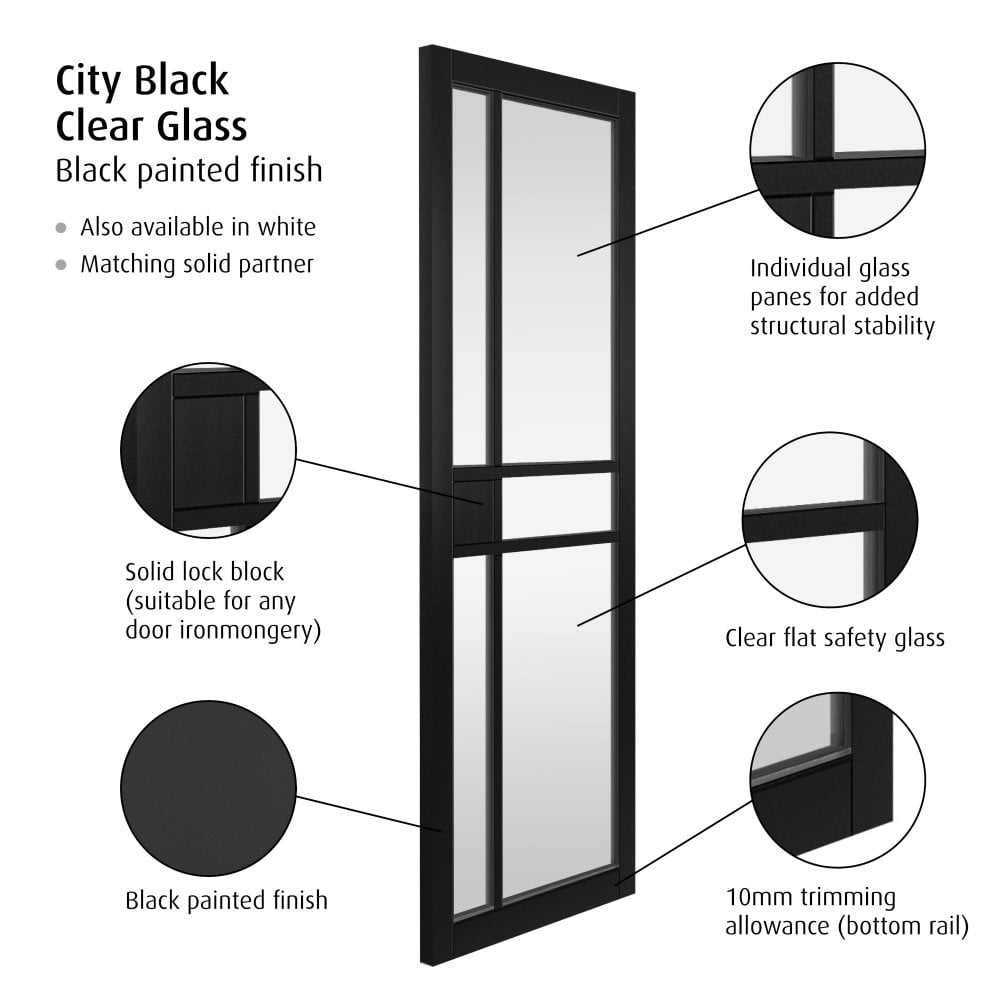 City Black Fully Finished Urban Industrial Door