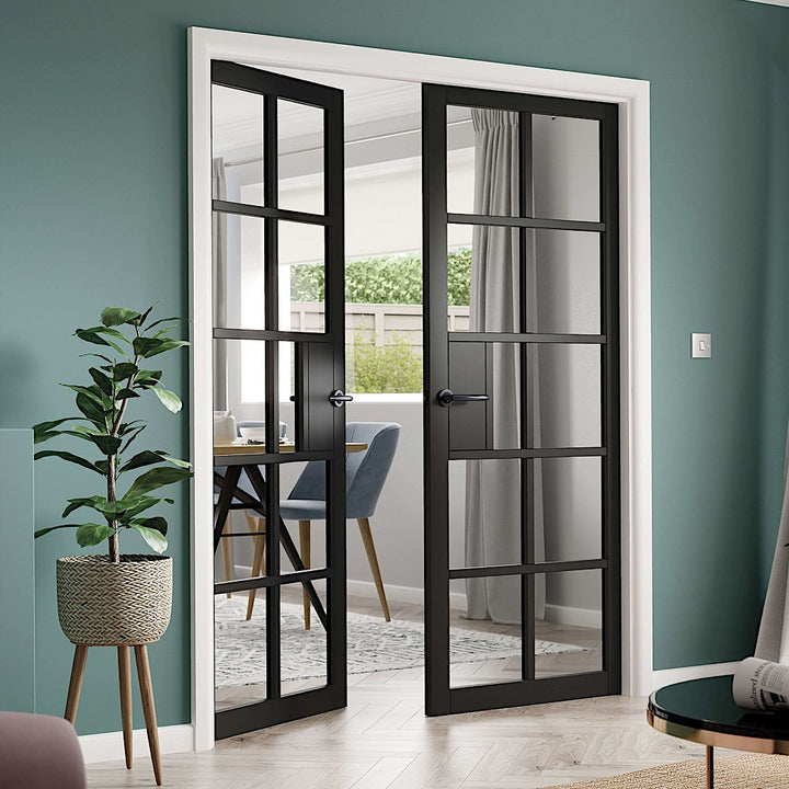 Plaza Black Industrial Style Glazed Door Pair
