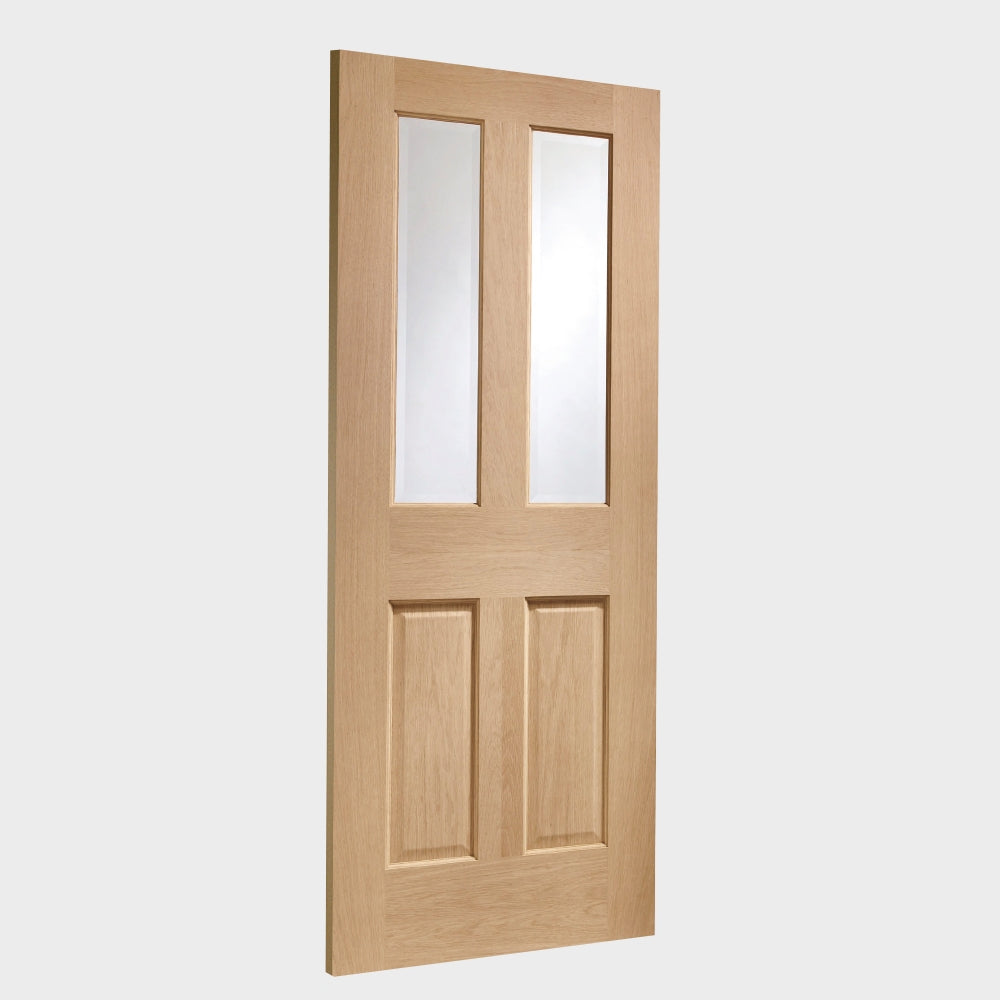 Victorian Oak Double Sliding Door System Clear Glazed