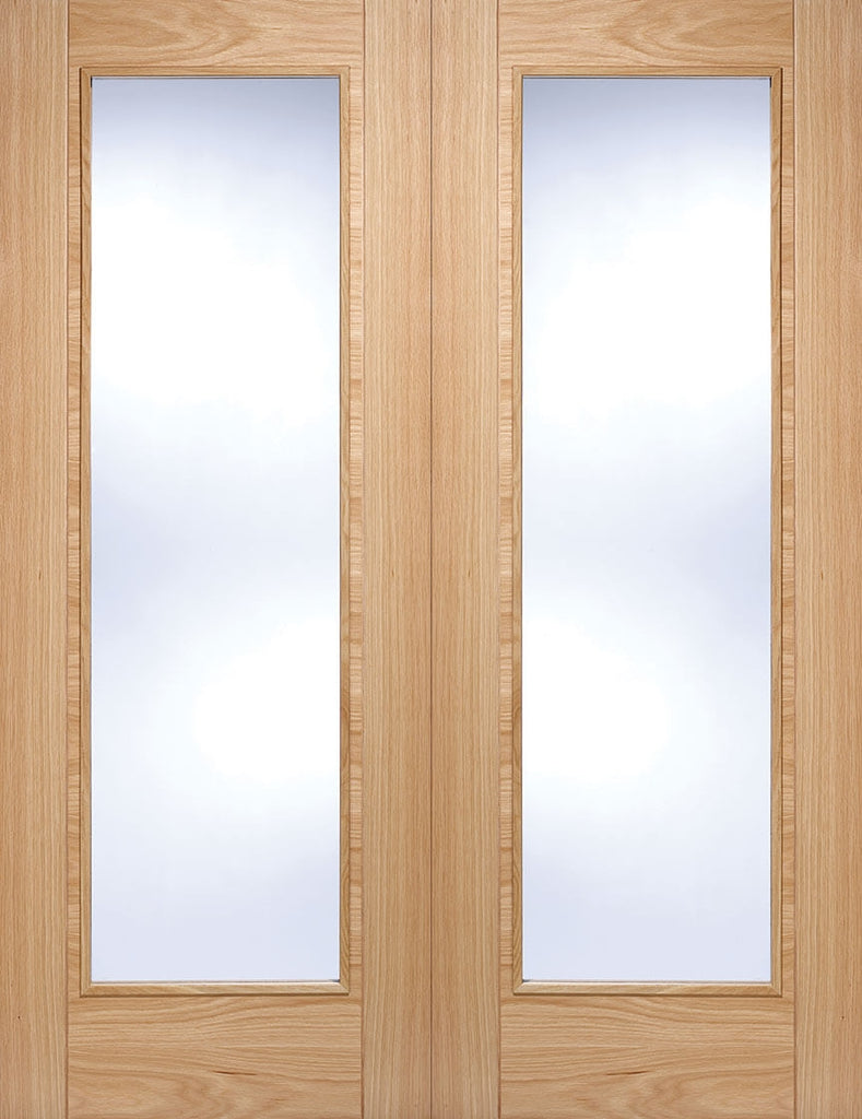 6006 Contemporary Glazed Oak French Doors