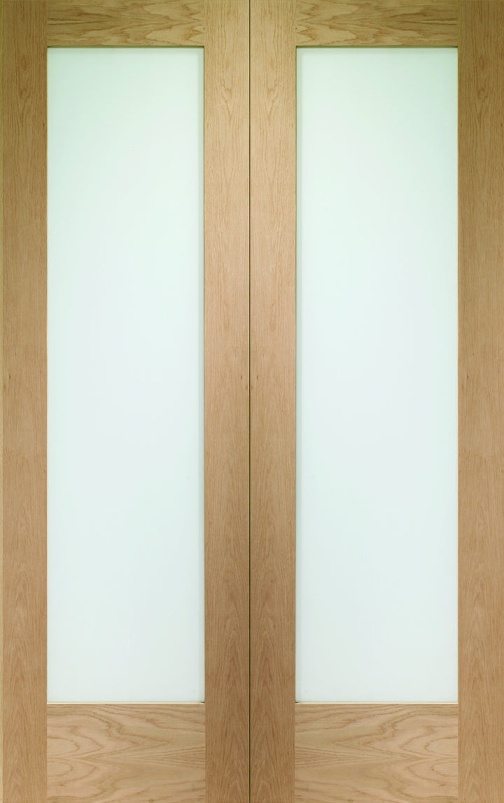 Pattern 10 Custom Made Oak French Doors with Obscure Glass