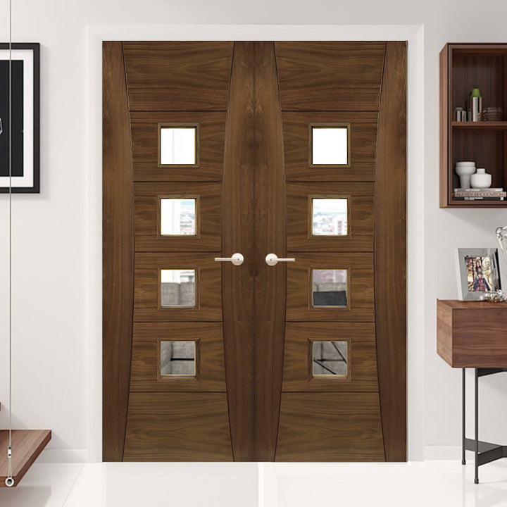 Pamplona Walnut Glazed Door Pair