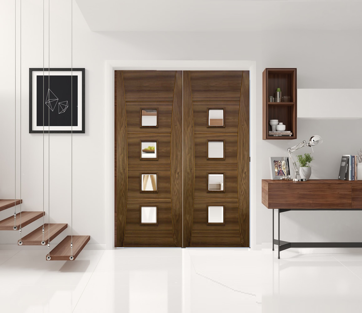 Pamplona Walnut Glazed Door Pair