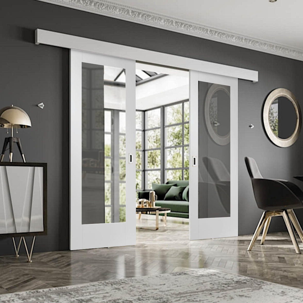 Pattern 10 White Clear Glazed Sliding Doors | White Pattern 10 Sliding ...
