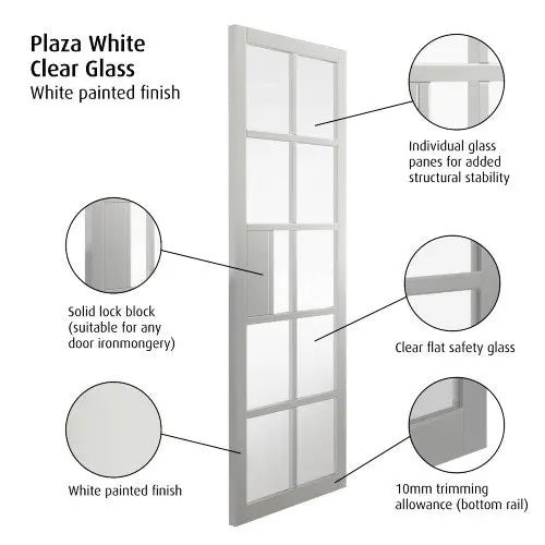 Plaza White Industrial Style Glazed Door Pair